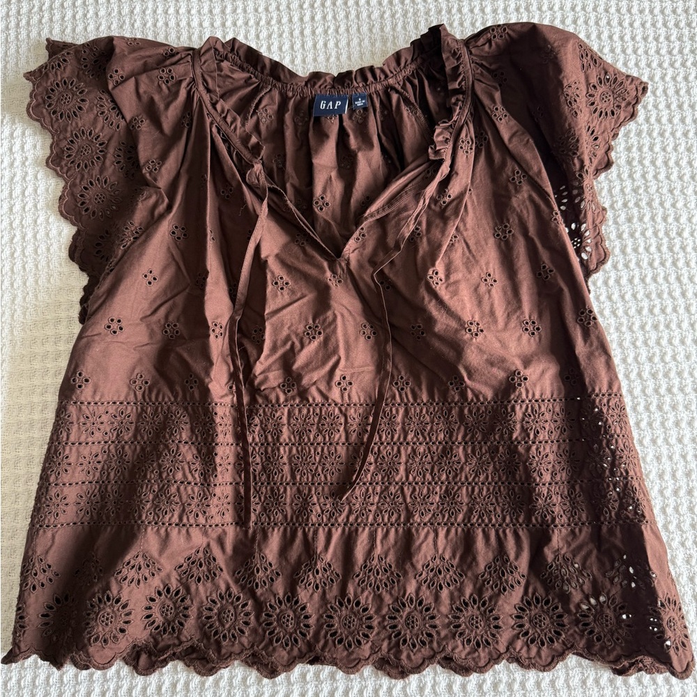 GAP Women's Brown Eyelet Top